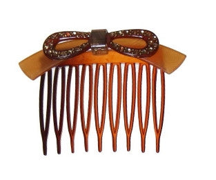 Handmade Side Hair Comb w/ Rhinestone Bow 1241