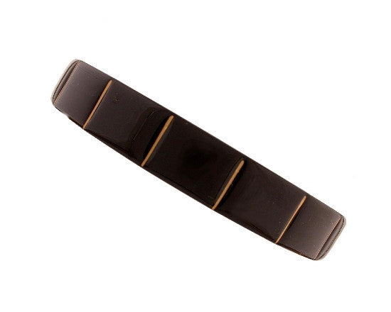 French Boxed Black Headband with Hand-painted Gold Stripes 9530