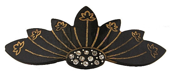 Open Gold Flower with Stone Barrette 1106