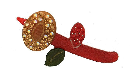 Hand Made Stone With Gold Flower Rubber Barrette 1237