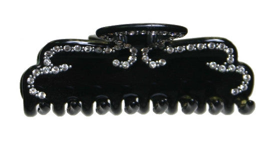 Hand Made Black  Hair Claw With Crystal Stones 1253