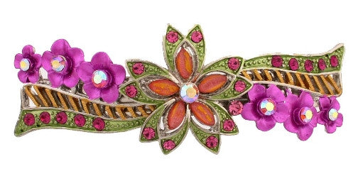 Double Star & Floral French Barrette w/ Swarovski Crystals 1580