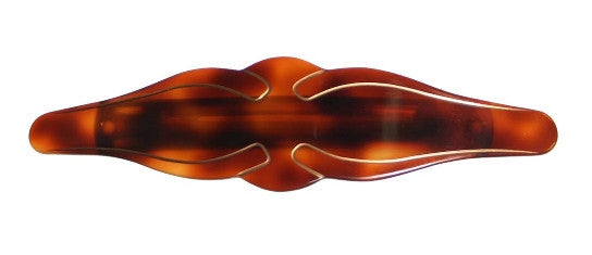 Deluxe Tortoise Shell Barrette With Gold Wings 5073
