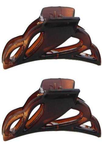 Mini French Cut-Out Tortoise Shell Hair Claw (Pair) 609-2