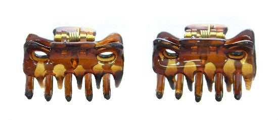 Extra Tiny French Hair Claws in Tortoise Shell (Pair) 612-2