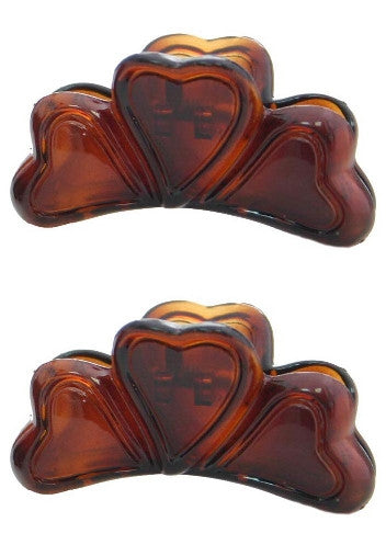 Mini Heart Hair Claw Tortoise Shell Pair 618-2