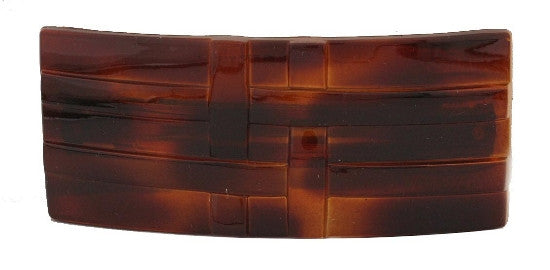 Tortoise Shell Rectangle Barrette With Ribbon Design 706