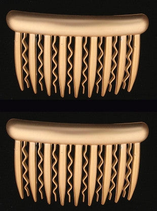 Gold & Silver Side Hair Combs w/ Straight & Wavy Teeth 855-2