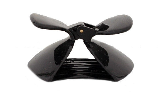 Double Bowtie Cover Hair Claw Black 91743