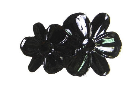 Double Flower Automatic Black Barrette   12121-9816